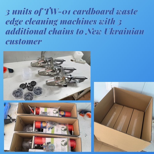 3 units of TW-01 cardboard waste edge cleaning machines with 3 additional chains to New Ukrainian customer